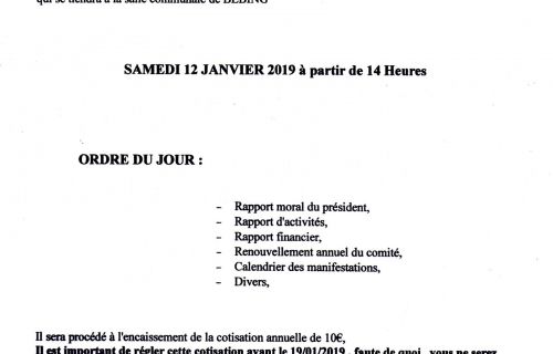 Assemblée générale annuelle BEBING LOISIRS CULTURE